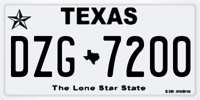 TX license plate DZG7200