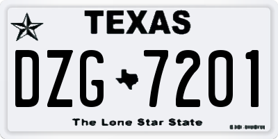 TX license plate DZG7201