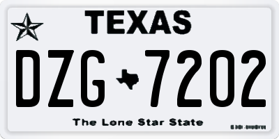 TX license plate DZG7202