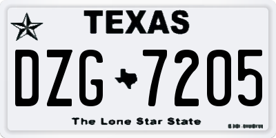 TX license plate DZG7205