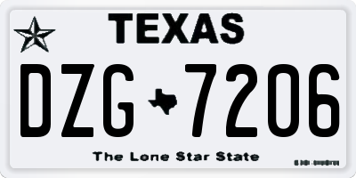 TX license plate DZG7206
