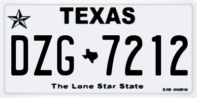 TX license plate DZG7212