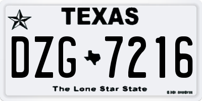 TX license plate DZG7216