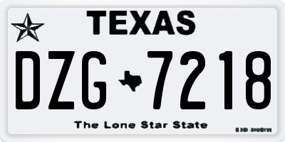 TX license plate DZG7218