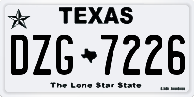 TX license plate DZG7226