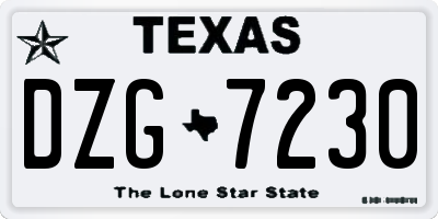 TX license plate DZG7230