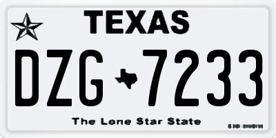 TX license plate DZG7233