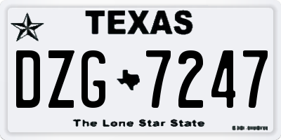 TX license plate DZG7247