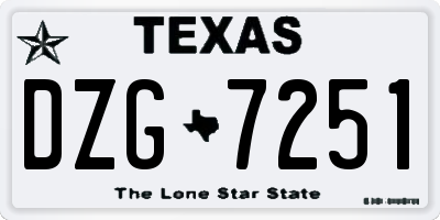 TX license plate DZG7251