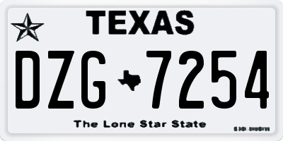 TX license plate DZG7254