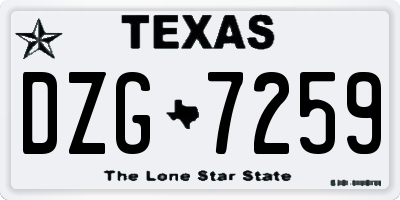TX license plate DZG7259
