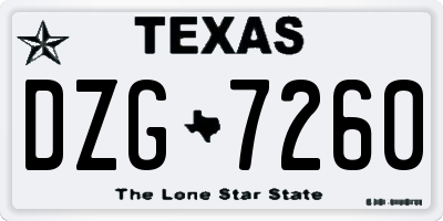 TX license plate DZG7260
