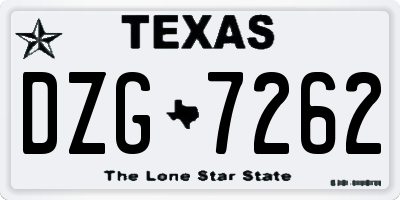 TX license plate DZG7262