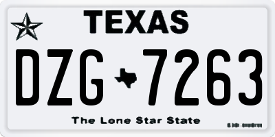 TX license plate DZG7263