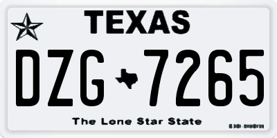 TX license plate DZG7265