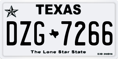 TX license plate DZG7266