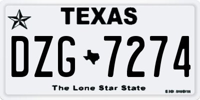 TX license plate DZG7274