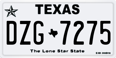 TX license plate DZG7275