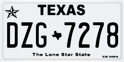 TX license plate DZG7278