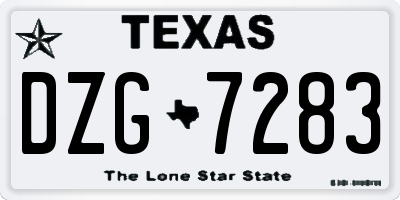 TX license plate DZG7283