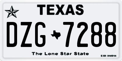 TX license plate DZG7288