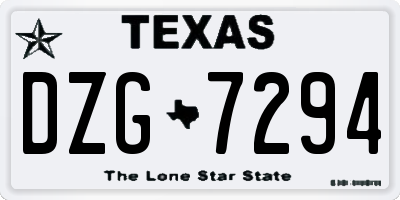 TX license plate DZG7294