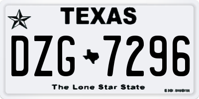 TX license plate DZG7296