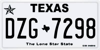 TX license plate DZG7298