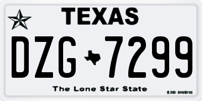 TX license plate DZG7299