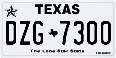 TX license plate DZG7300