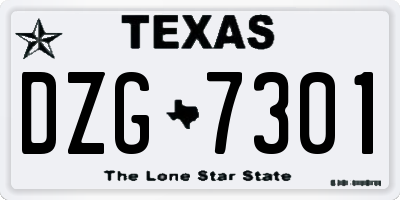 TX license plate DZG7301