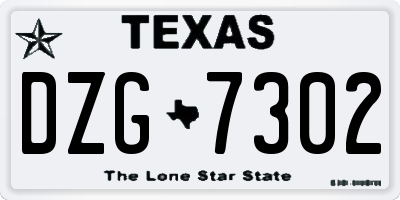 TX license plate DZG7302