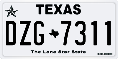 TX license plate DZG7311