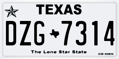 TX license plate DZG7314