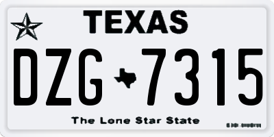 TX license plate DZG7315