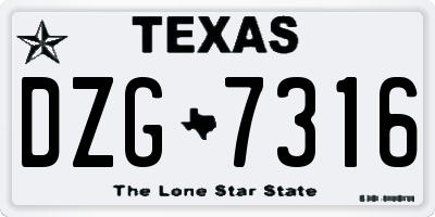 TX license plate DZG7316
