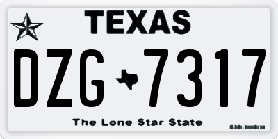 TX license plate DZG7317