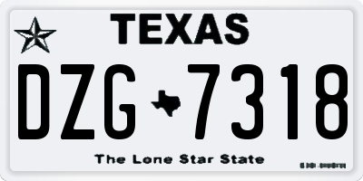 TX license plate DZG7318