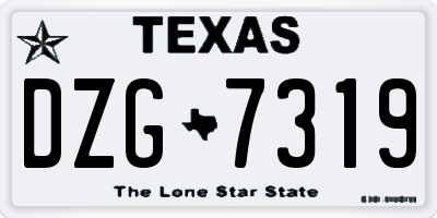 TX license plate DZG7319