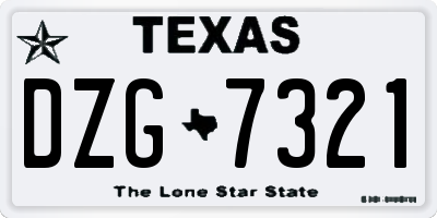 TX license plate DZG7321