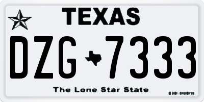 TX license plate DZG7333
