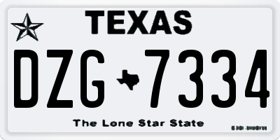 TX license plate DZG7334