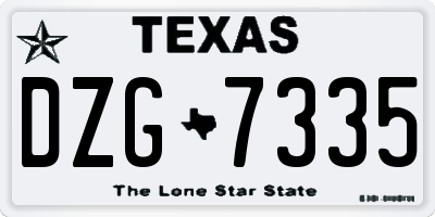 TX license plate DZG7335