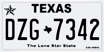 TX license plate DZG7342