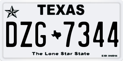 TX license plate DZG7344