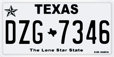 TX license plate DZG7346