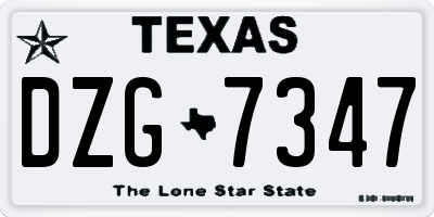 TX license plate DZG7347