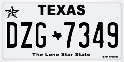TX license plate DZG7349
