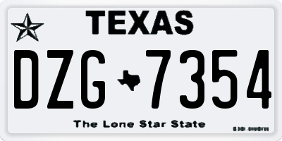 TX license plate DZG7354