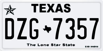 TX license plate DZG7357